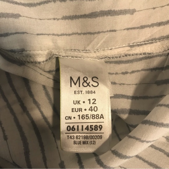 New ! M&S Collection Tunic/Blouse Blue Patterned - Size 12 - Picture 6 of 8